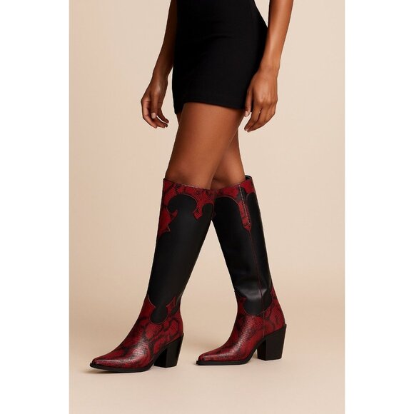 Zodiac “Dawson” Red & Black Snakeskin Western Boots | Size 9.5M | NEW - Picture 1 of 10